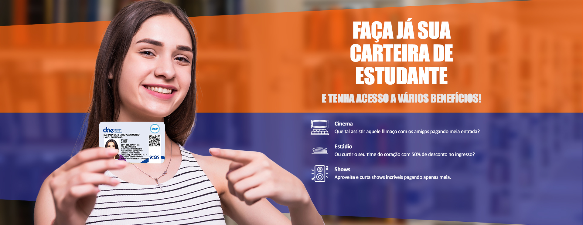 Faça já sua carteira de estudante! - EstudantePB